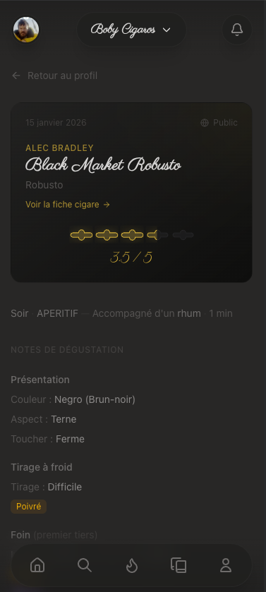 Fiche de dégustation détaillée