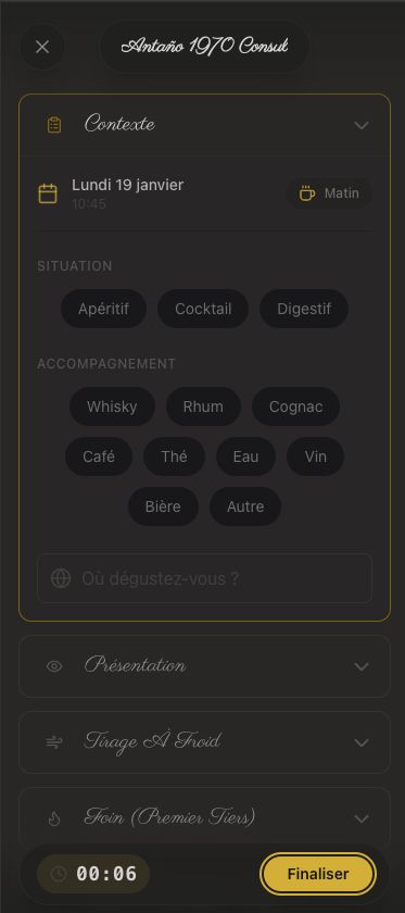 Interface de dégustation de cigare